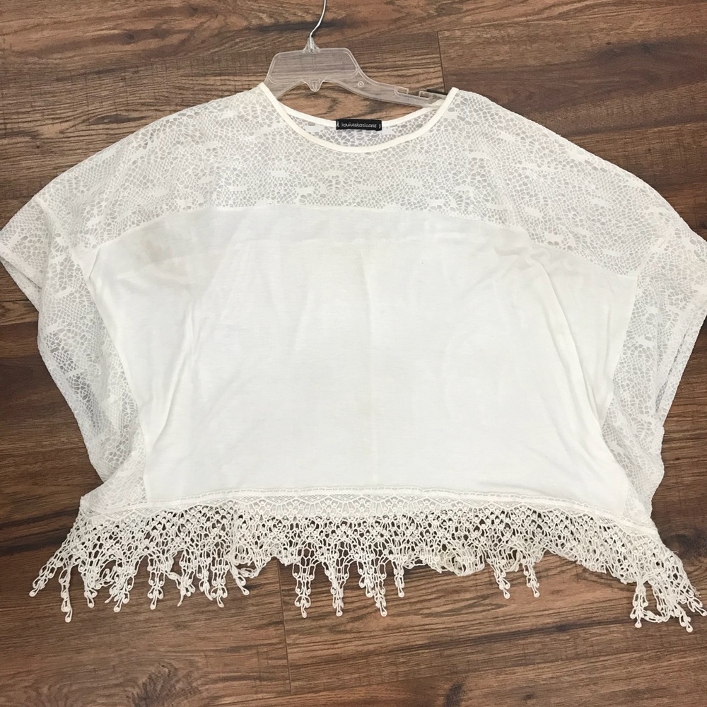 White Crochet tunic top